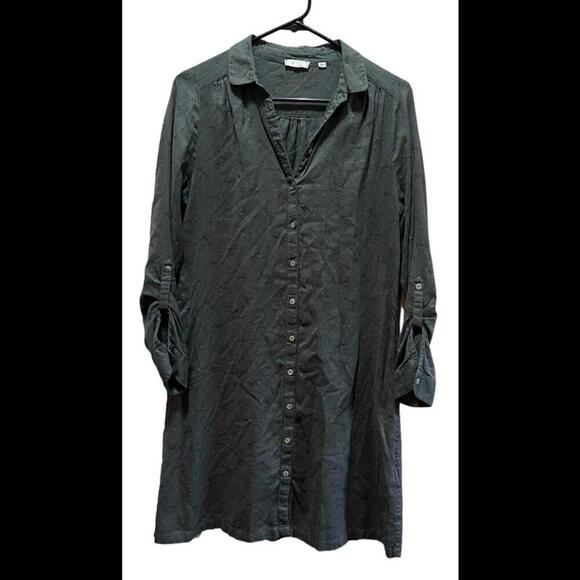 FAT FACE Knee length, Long Sleeve, Shirt Dress. Size 10. Olive green Dragonflies - Picture 1 of 5